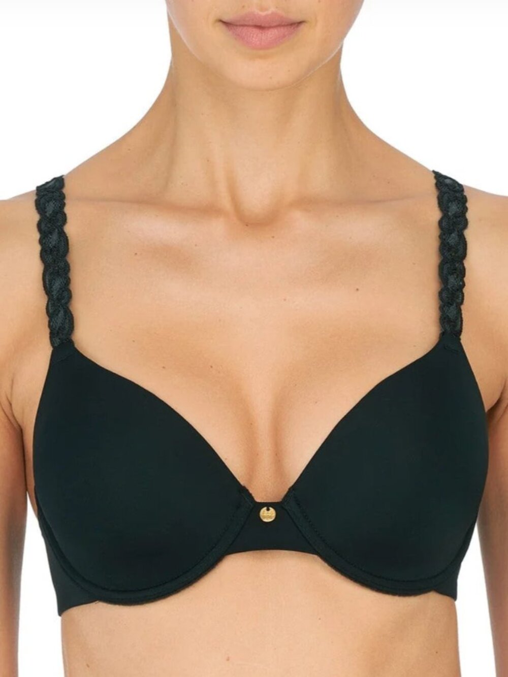 Natori 732080 Women's Pure Luxe Custom Coverage Contour T-Shirt Bra Black 34C